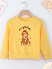 Cartoon Christmas Sweatshirt for Kids Cute Dog Print Happy Festival Boy Girl Clothes