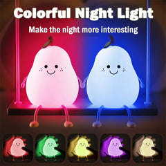 Pear Night Light Touch Portable LED Silicone Lamp