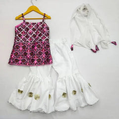 Baby Girls Kurta Sharara Pant Dupatta set Beautiful Ethnic Kurti Pant Top Bottom