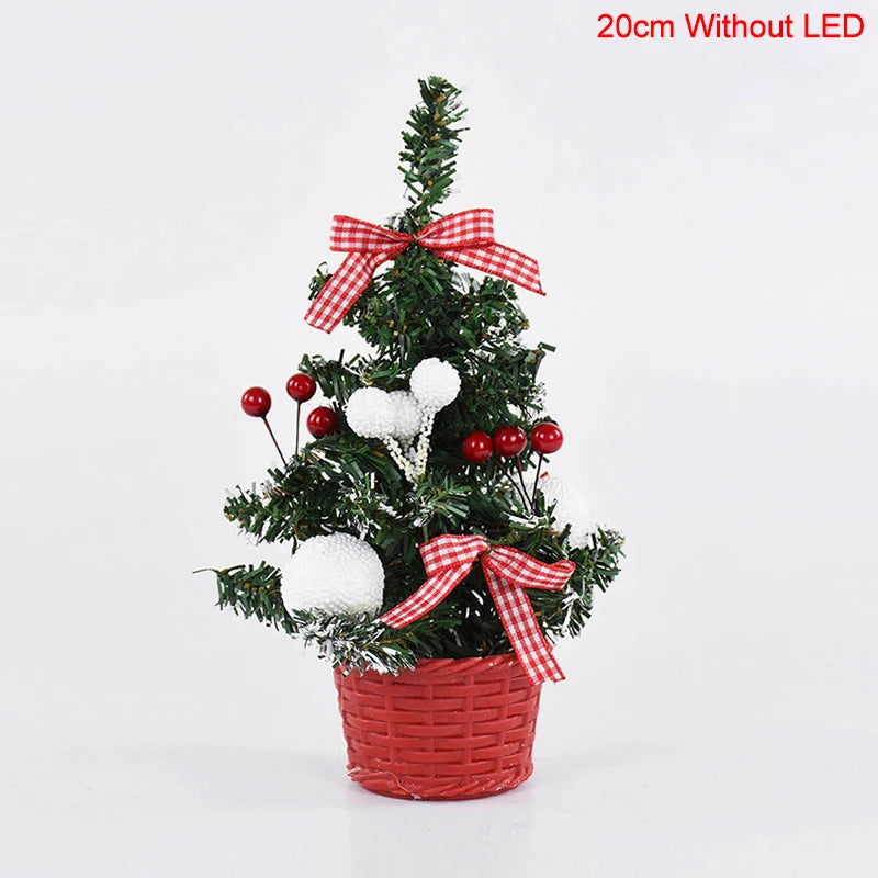 Christmas Tree Table Ornament with LED Light Balls 2023 Christmas Decoration for Home 2024 New Year Gift Mini