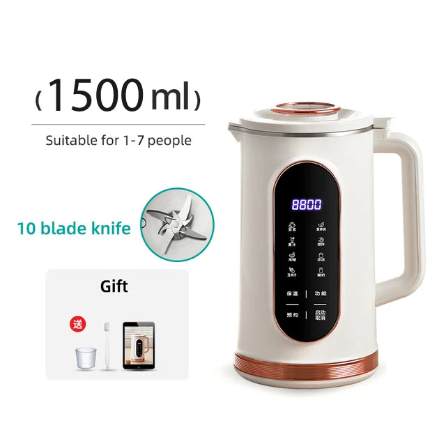 1500ml Soy Milk Machine Electric Juicer Blender Mixer Soybean Milk Maker Wall Breaking Machine