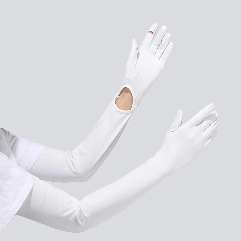 Sunscreen Gloves Female Long Sleeve Summer Cycling UV Long Arm Protection Thin Ice Silk Sleeve Set Ice Sleeve