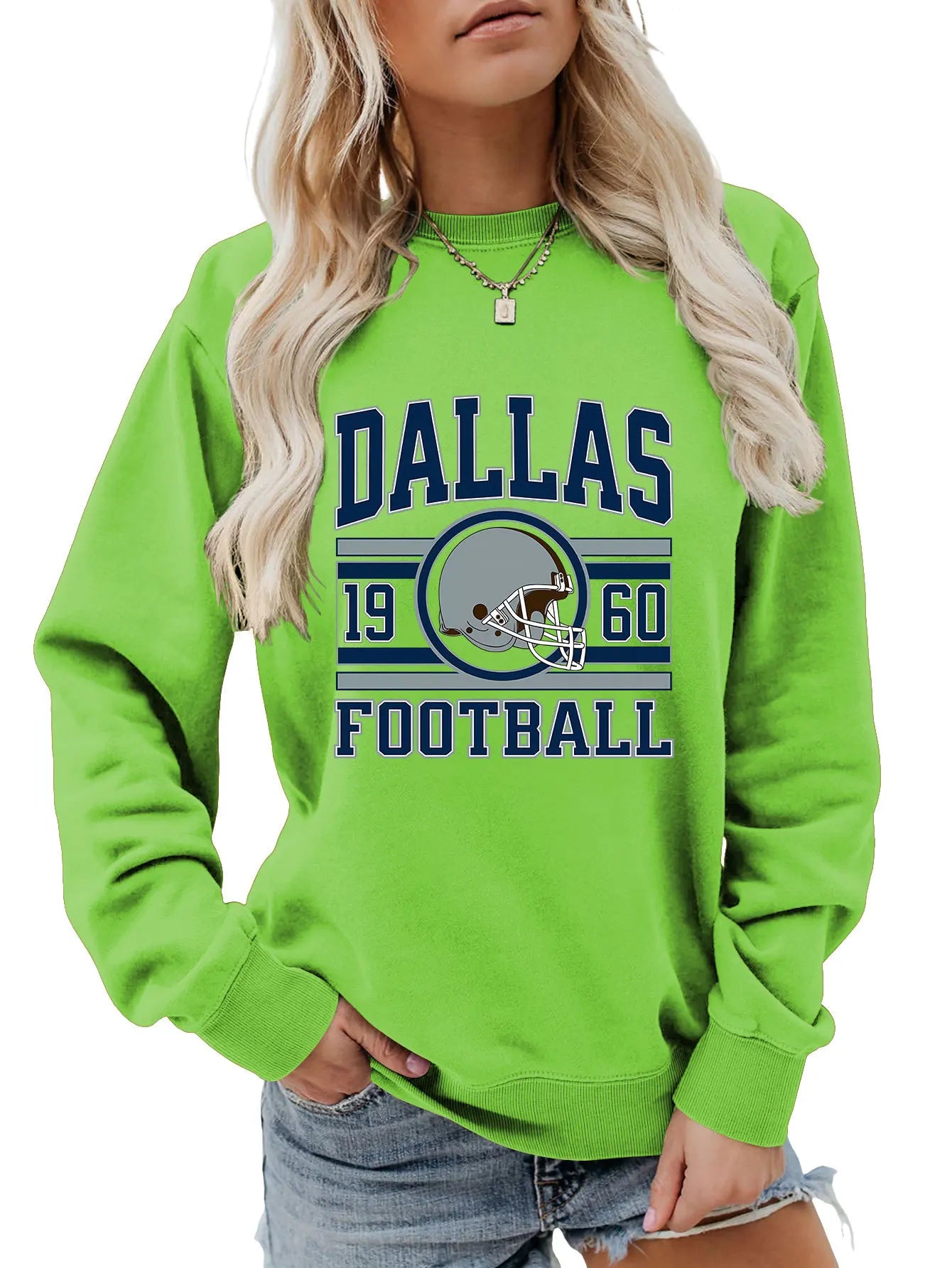 Autumn women's hoodie dallas 1960 football printed top fashion crew-neck long-sleeved hoodie casual all fashion hoodie jumper