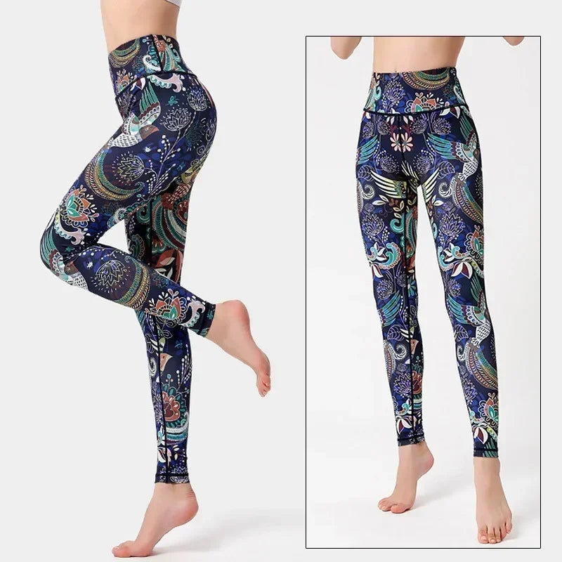 Cloud Hide Yoga Pants Women Flower High Waist Sports Leggings