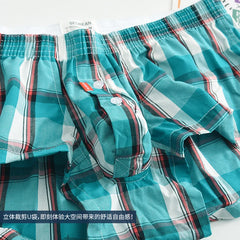 3pcs/lot of plaid men's arrows, cotton breathable boxers, low rise loose panties, home boxer shorts, pajama pants