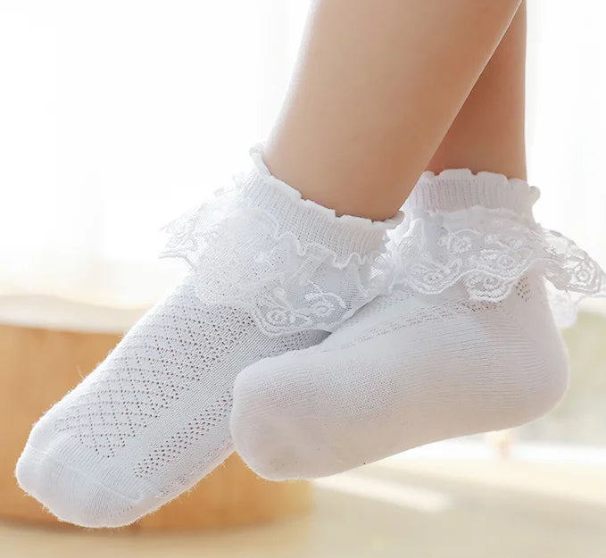 Girls Lace Ruffle Princess Mesh Socks