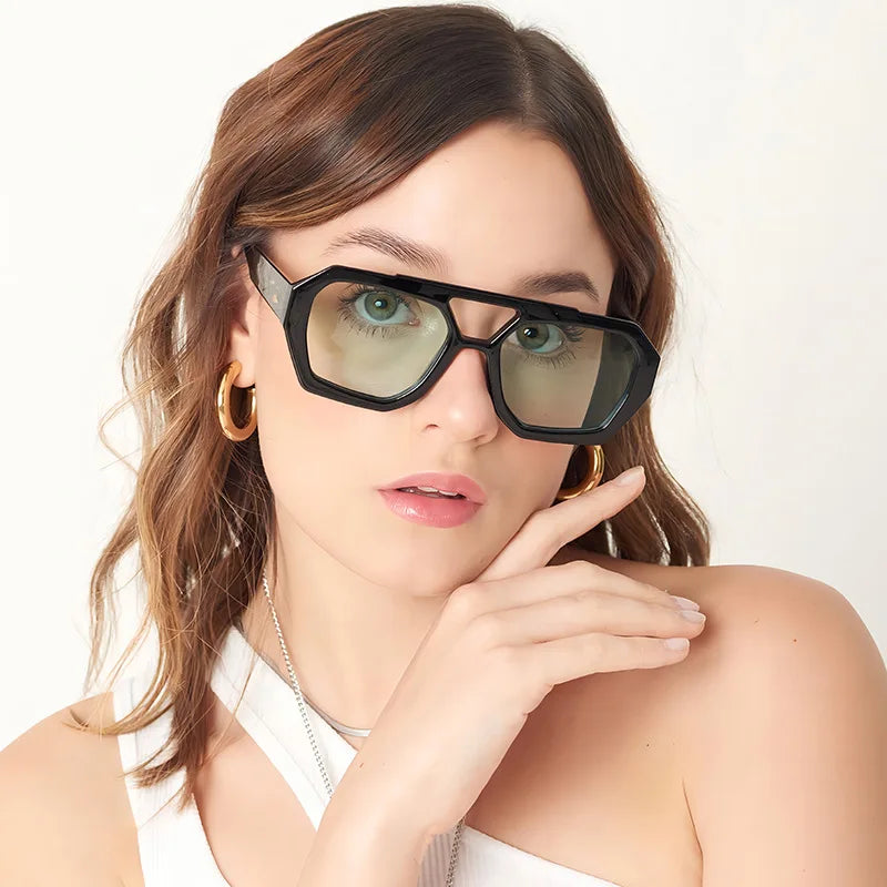 Fashion Hexagon Sunglasses Women Men Vintage PC Lens Frame