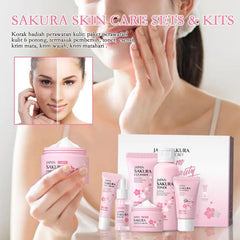 Face Skin Care Set Cleanser Sakura Essence Cream Moisturizing Whitening Anti-Aging Toner Eye Cream Face Serum Eye