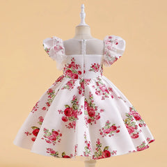 Floral Vintage Summer Dress For Girls Elegant Birthday Princess Party Dresses