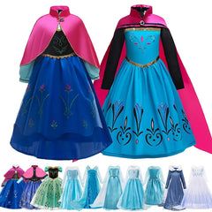 Girl Anna Elsa Dress Kids Halloween Cosplay Costume Children Princess Dresses