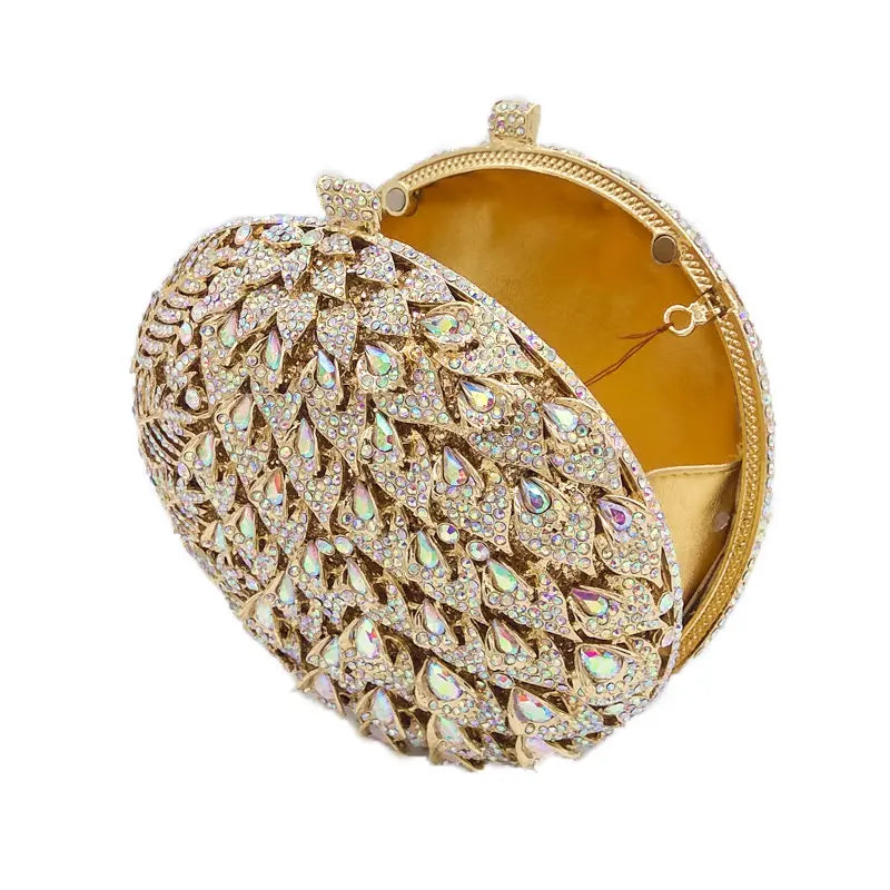 Round Ball Flower Women Evening Bags and Clutches Wedding Party Rhinestones Handbags