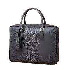 Genuine leather handheld business briefcase, pearl fish computer bag