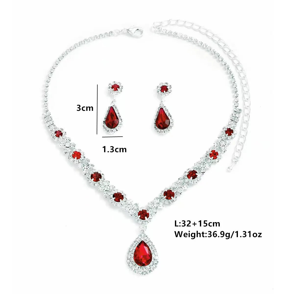 Fashion Diamond Necklace Earrings Set for Women