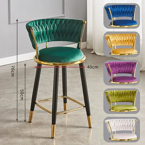 Luxury Rotating Bar Chair Design Living Room Outdoor Velvet Modern Bar Chair Nordic Kitchen High Sillas Altas Furniture SR50BC