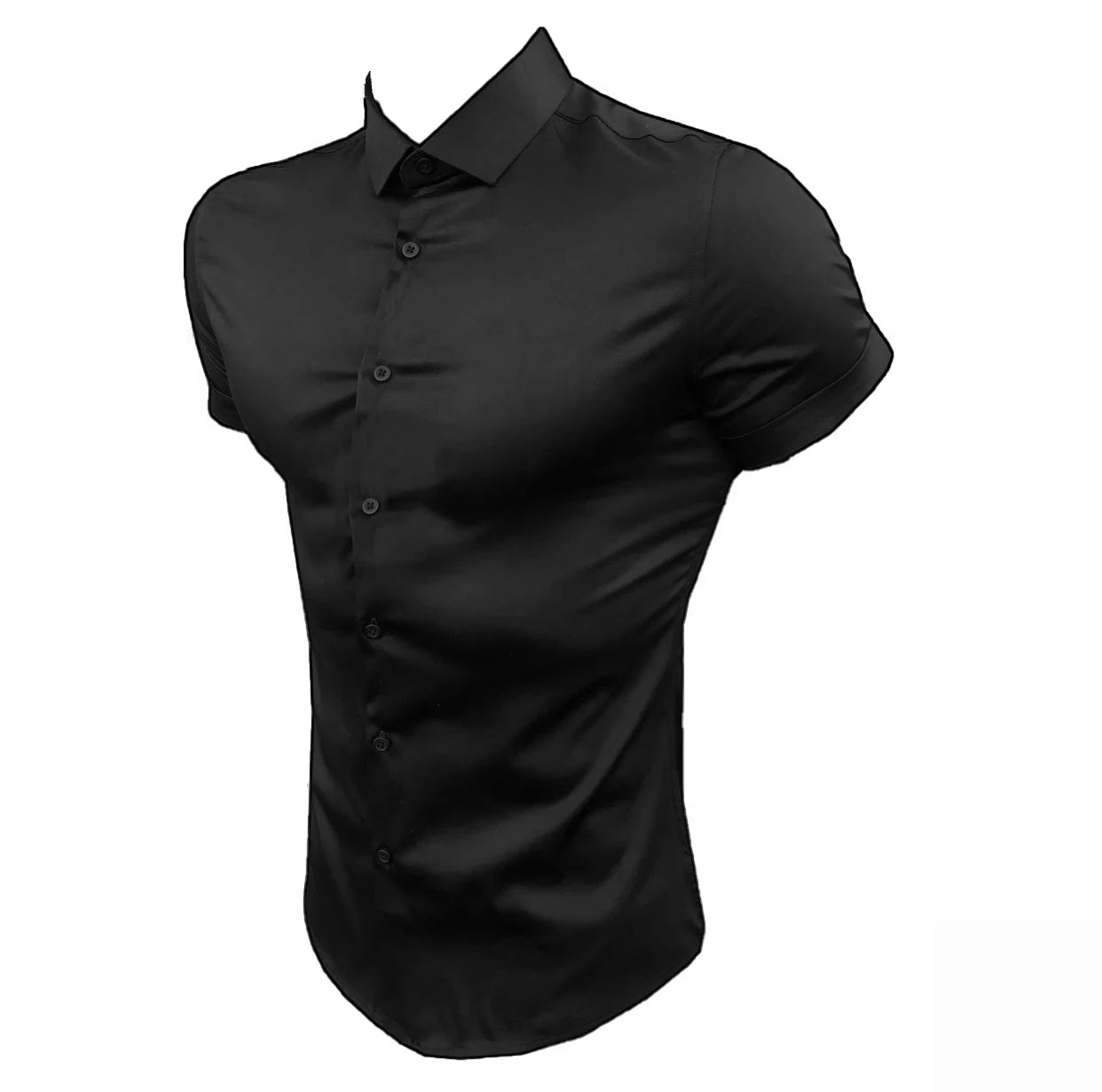 Summer Men's Casual Formal Single-breasted Shirt Fashion Loose Classic Slim Short Sleeve Solid Color Fashionable Shirt