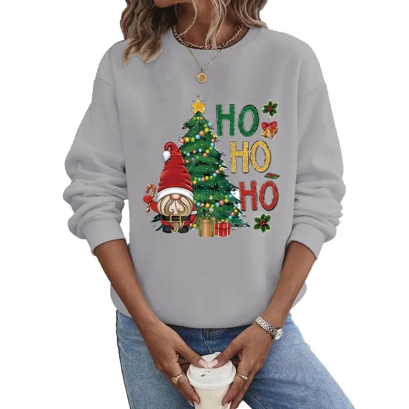 Crew-neck Hoodie Europe and The United States Christmas Long-sleeved Hot Casual Christmas Tree Printing Clothes Sweatshirt