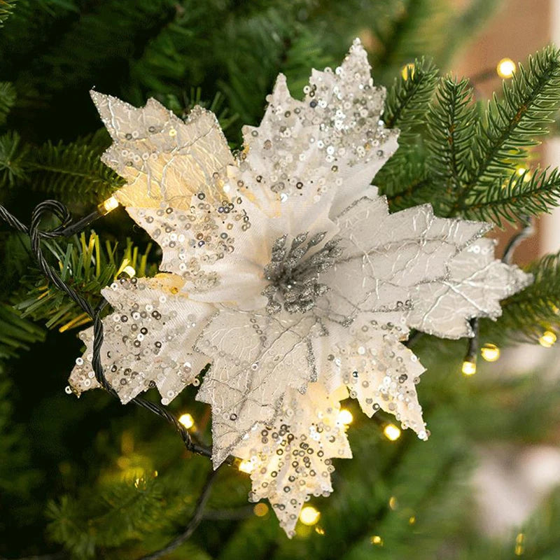 Glitter Artificial Christmas Flowers