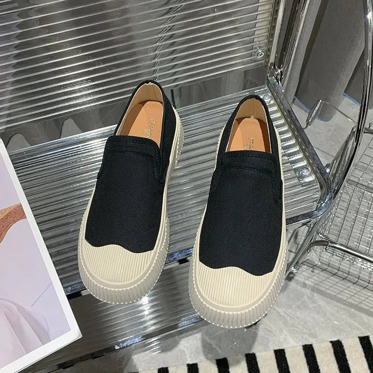 Women's Shoes Canvas Loafers Women's Design Sense Sneakers Slip-on Flat-bottom Casual Platform Shoes