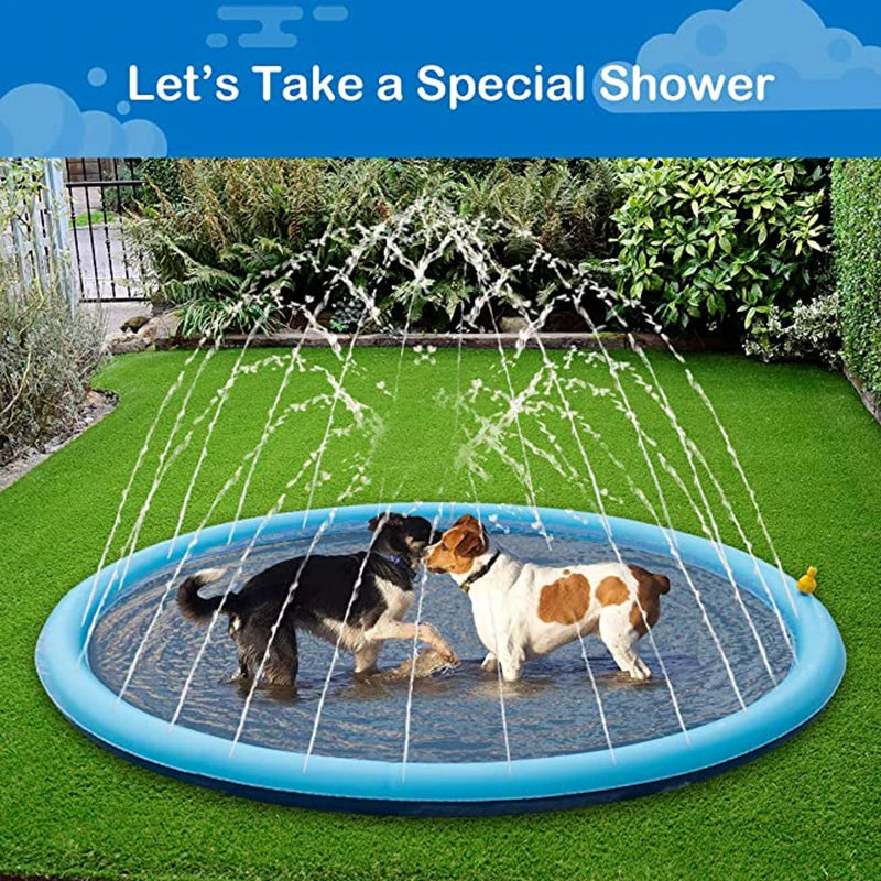 Summer Dogs Swimming Pool Mat Inflatable Water Spray Bathtub For Dogs Cats Children 150/170cm