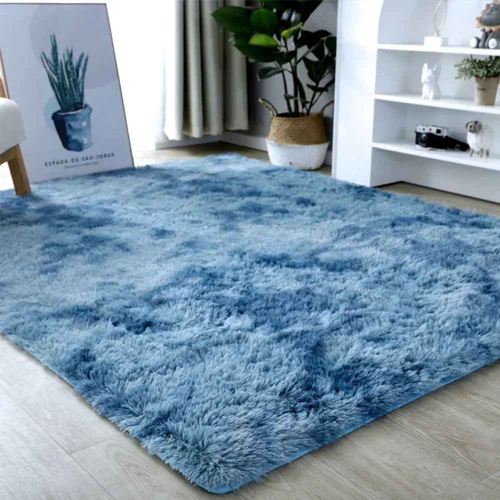 Non-slip Tie-Dyed Fuzzy Shag Plush Soft Shaggy Bedside Rug, Tie-Dyed Living Room Carpet