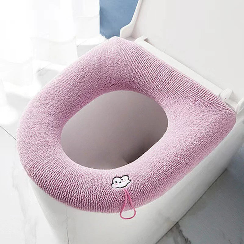 Bathroom Toilet Seat Cover Soft Warmer Washable Mat Cover Pad Cushion Seat Case Toilet Lid Cover