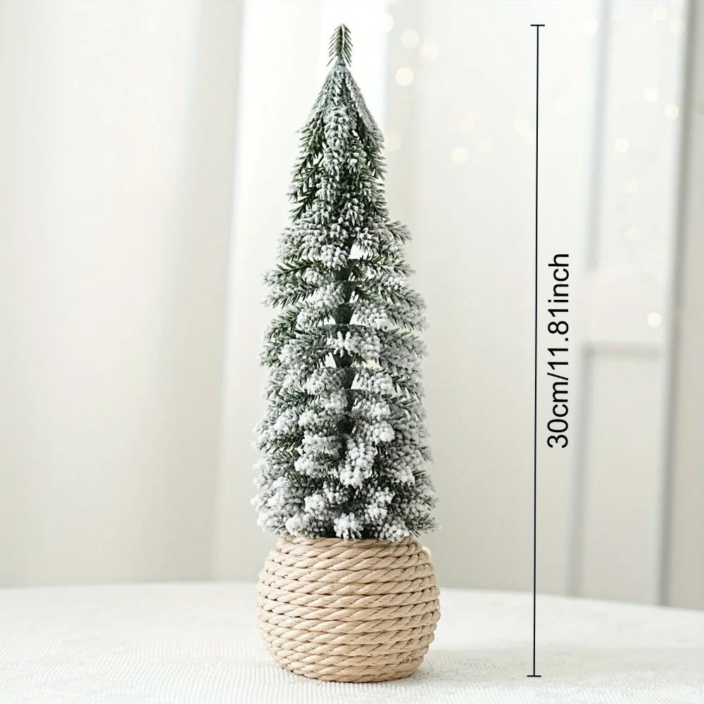 Mini Christmas Tree Artificial Small Snow Pine Xmas Tree Decorations New Year Party Ornaments