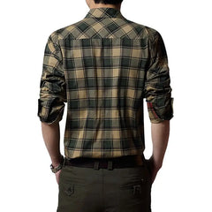 Spring Autumn New Vintage Military Men Cotton Shirt Long Sleeve