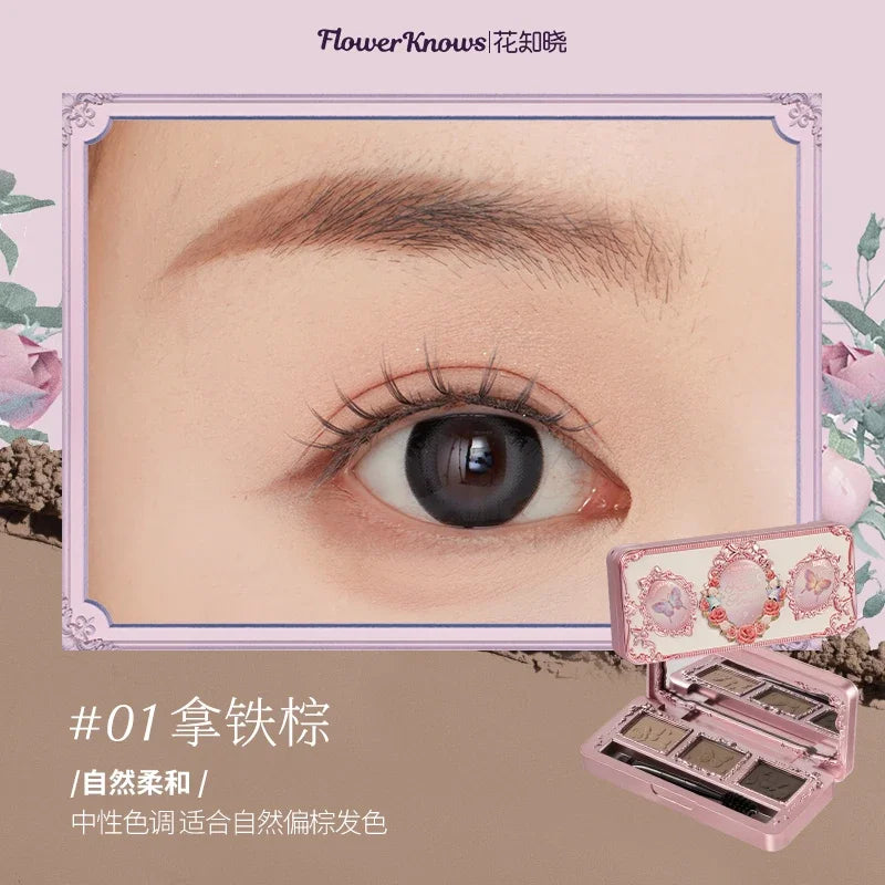 Flower Knows Midsummer Fairytales Eyebrow powder 3 color eyebrow palette beauty contour eyebrow pencil professional eye makeup