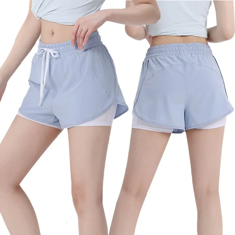 Double Tier Leggings for Gym Shorts Women Clothing Bilayer Ice-cream Sports Female Women' S Pants