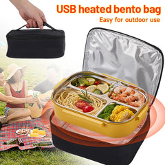 USB Portable Electric Heating Lunch Bag Food Warmer Box Food Heating Bag Heater 23*19*9cm For Outdoor Picnic Travel Camping