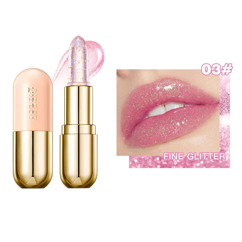 Jelly Glitter Moisturizing Lipstick 24 Hours Natural Hydrating Colored Lip Balm