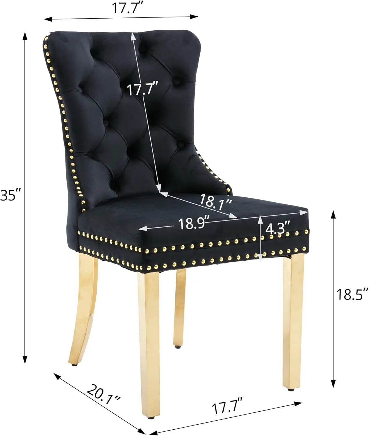 Upholstered High-end Tufted Dining Chair with Nailhead Back Ring Pull Trim Stainless Steel Legs