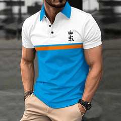 Europe and the United States new Summer Muscle men Short sleeve Lapel print POLO shirt