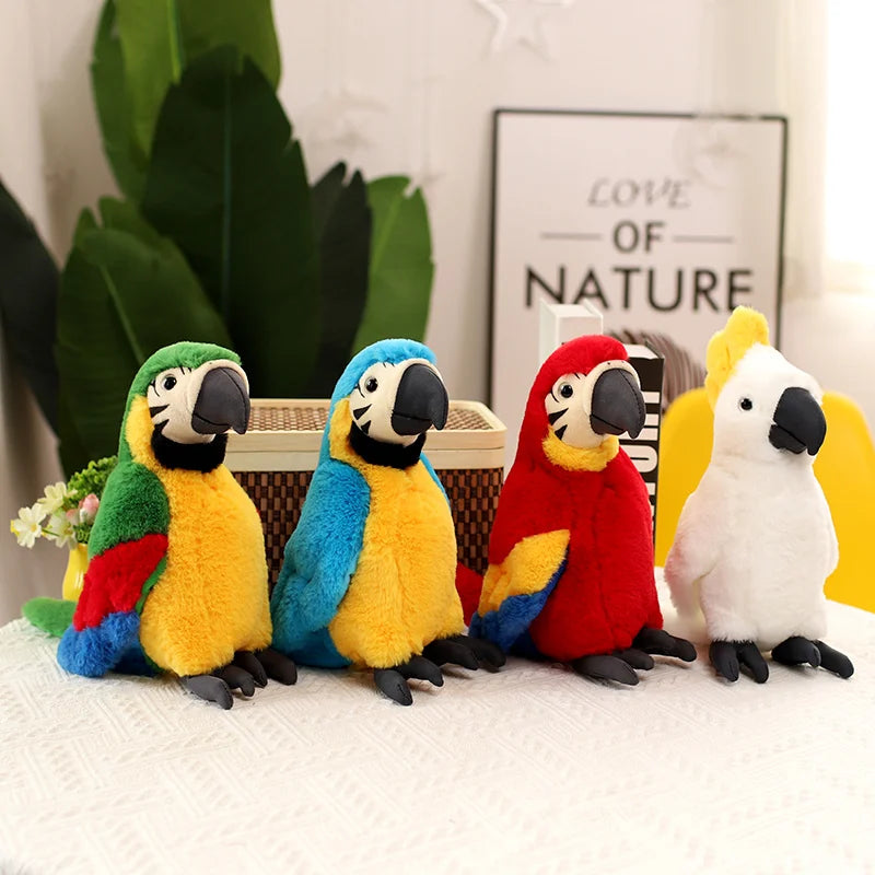 Cartoon Lifelike Parrot Plush Toys Stuffed Macaw Wild Animal Dolls Room Bookshelf Decoration for Kids Boys Birthday Xmas Gifts