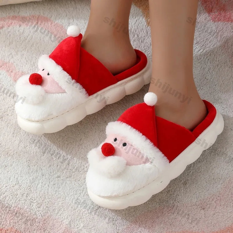 Christmas Slippers Winter Indoor Santa Claus Cotton Slippers Men/women