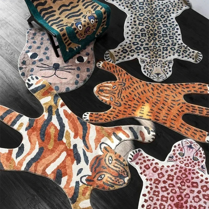 Living Room Carpet Cartoon Leopard Decorate Fashion Bedroom Plush Floor Mat