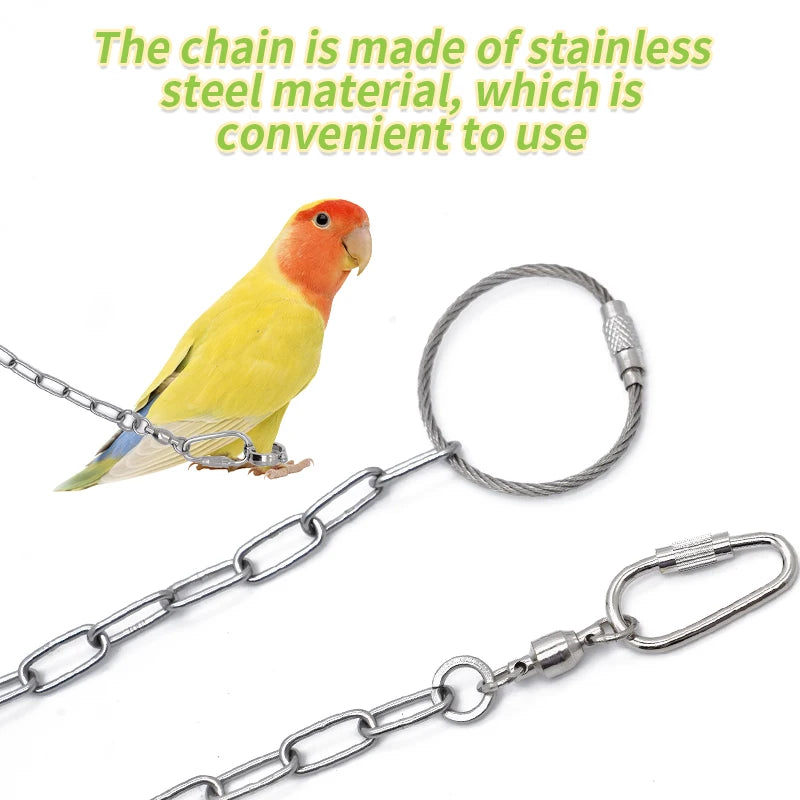 Parrot Leg Ring Stainless Steel Bird Ankle Foot Chain Ring Anti Bite Wire Rope