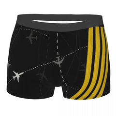 Airplane Flight Routes Captain Stripes Boxer Shorts  Aviation Aviator Pilot Underwear Panties Briefs Breathable Underpants