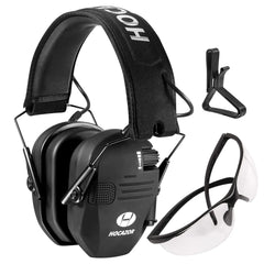 HOCAZOR Electronic Protection Anti-noise Earmuffs Shooting Headset Hunting Headphones Sound Amplification Safety Glasses Set