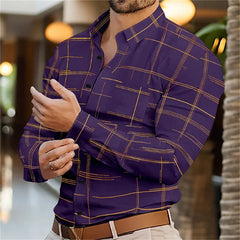 Brand New Boyfriend Shirt Long Sleeve Slim Fit Button Lapel Men's Tops 2024 Fall Fashion 3D Stripe Print Party Shirt