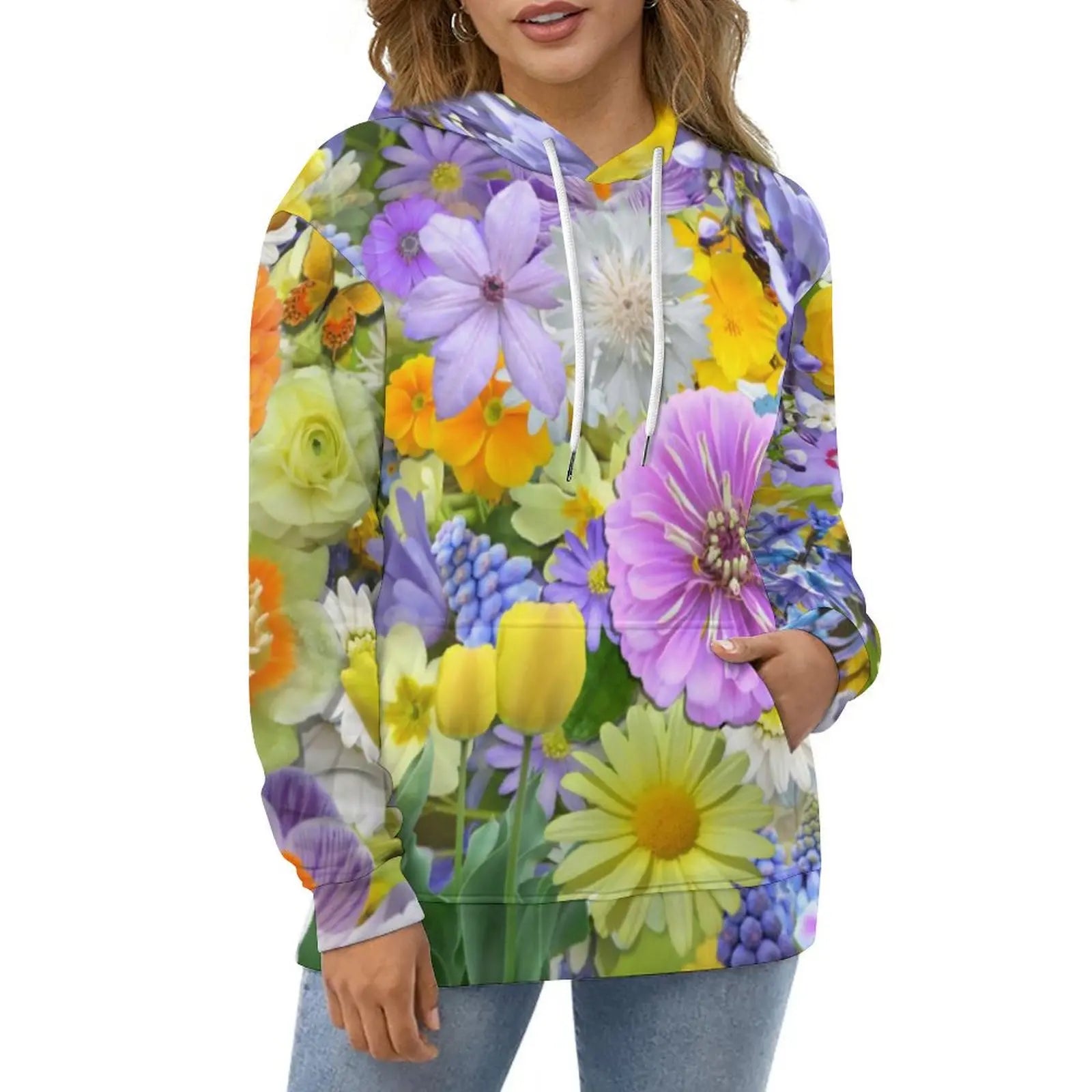 Hawaiian Hibiscus Flower Hoodies Tropical Floral Print Hip Hop Casual Hoodie