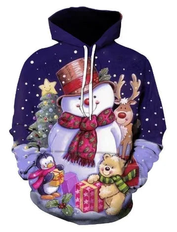 Christmas Men's Funny Sweatshirt Unisex 3d Printed Winter Snowman Santa Claus Printed Hoodie Harajuku Fashion Pullover