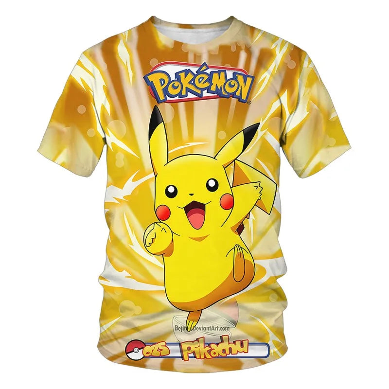 Children T-shirts Kids Tops Pokemon T Shirt Boys Short Sleeve Pikachu Tshirt Girls Clothes Tees Summer Casual Wear Girl T-shirt