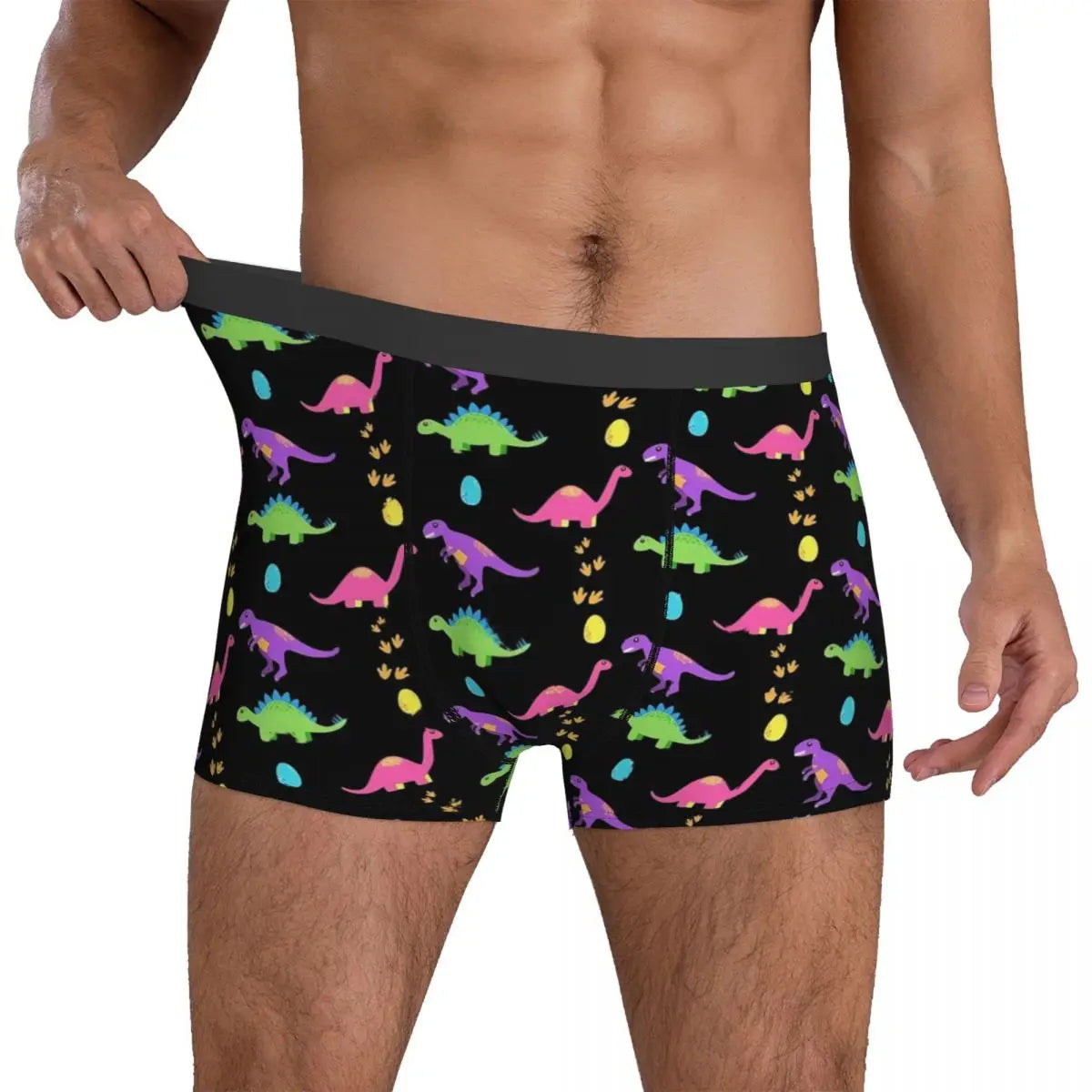 Cute Dinosaur Print Underwear Colorful Animal Pouch Hot Boxer Shorts Printed Boxer Brief Funny Males Panties Plus Size