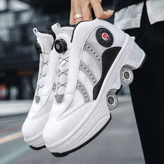 New Unisex Deformation Parkour Shoes Four Wheels Rounds Of Running Shoes 2023 Casual Sneakers Deform Roller Shoes Skating Shoes