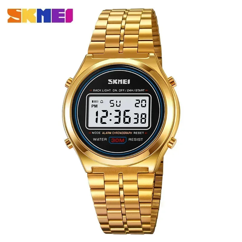 Stopwatch Digital Sport Watches Stainless Steel Men Date Waterproof  Watches