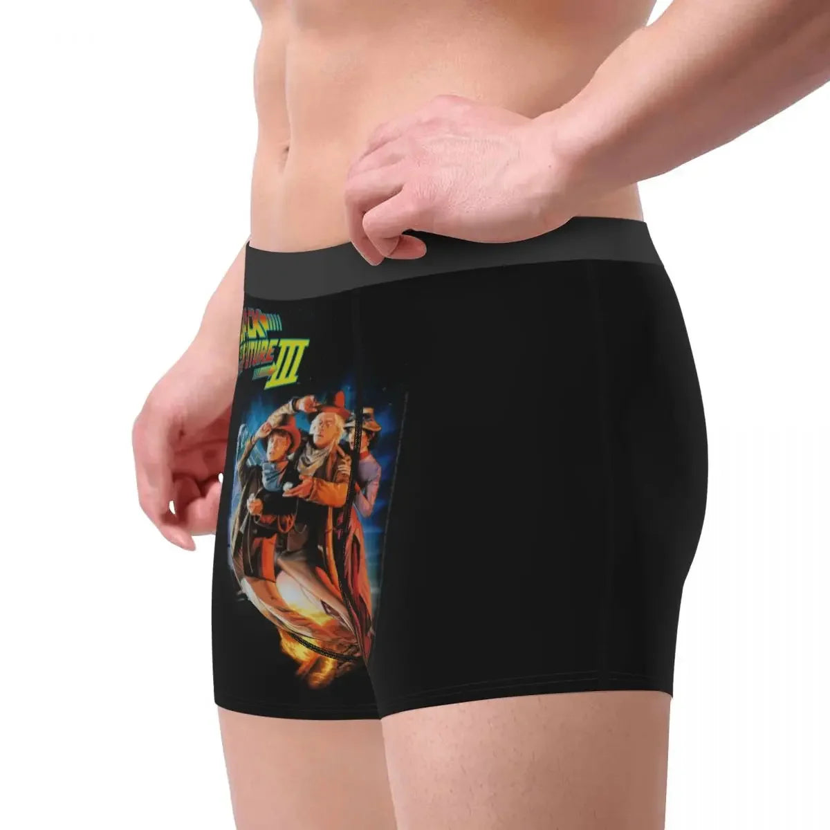 Custom Male Novelty Back To Future Underwear Marty Mcfly Delorean Time Travel 1980s Movie Boxer Briefs Stretch Shorts Panties