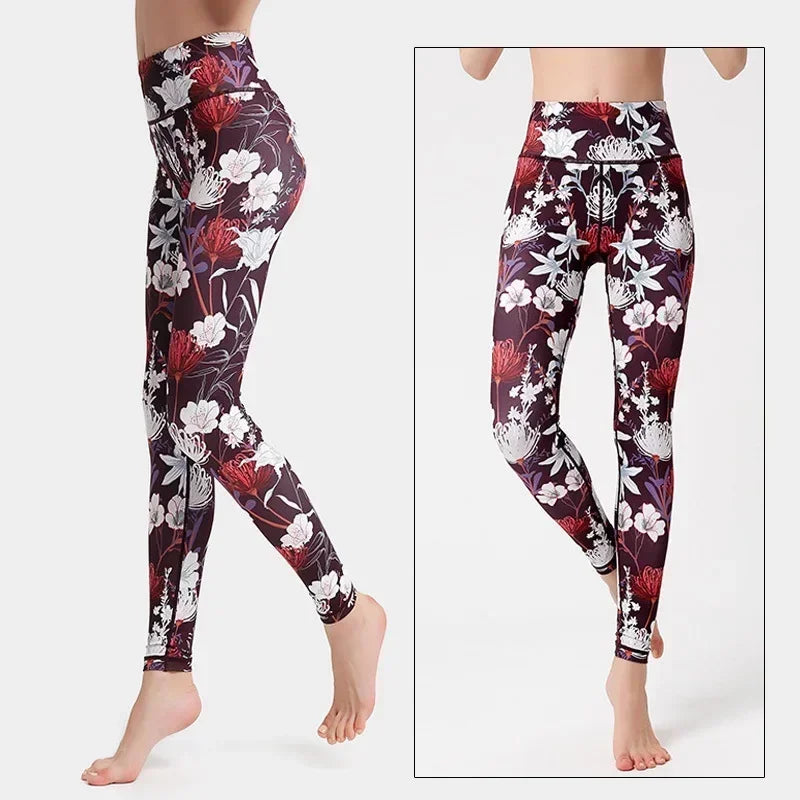 Cloud Hide Yoga Pants Women Flower High Waist Sports Leggings