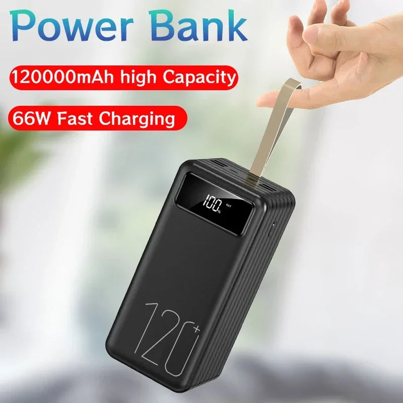 120Ah High Capacity Power Bank 120W Super Fast Charging Portable Charger External Battery Pack Power bank for IPhone Huawei