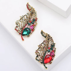 Elegant Women Unisex Clothing Accessories Luxury Rhinestone Tree Leaf Vintage Hollow Out Crystal Plant Pin